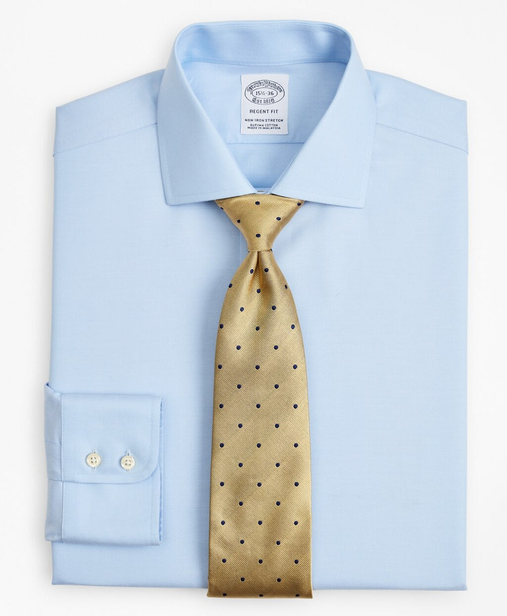 Brooks Brothers Men Stretch Regent Fitted Dress Shirt, Non-Iron Twill English Collar