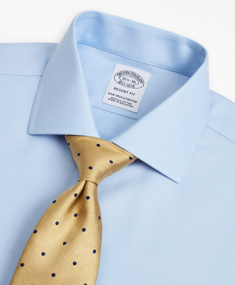 Brooks Brothers Men Stretch Regent Fitted Dress Shirt, Non-Iron Twill English Collar