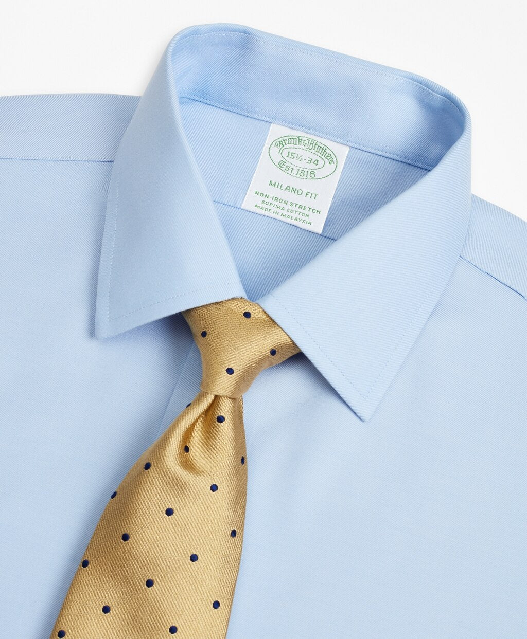 Brooks Brothers Men Stretch Milano Slim-Fit Dress Shirt, Non-Iron Twill Ainsley Collar
