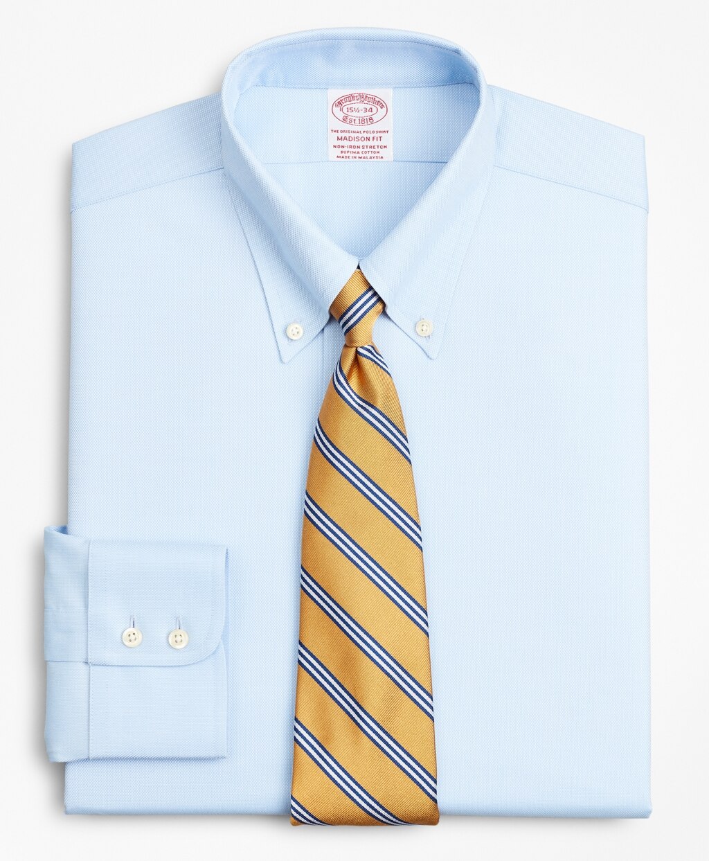 Brooks Brothers Men Stretch Madison Classic-Fit Dress Shirt, Non-Iron Royal Oxford Button-Down Collar