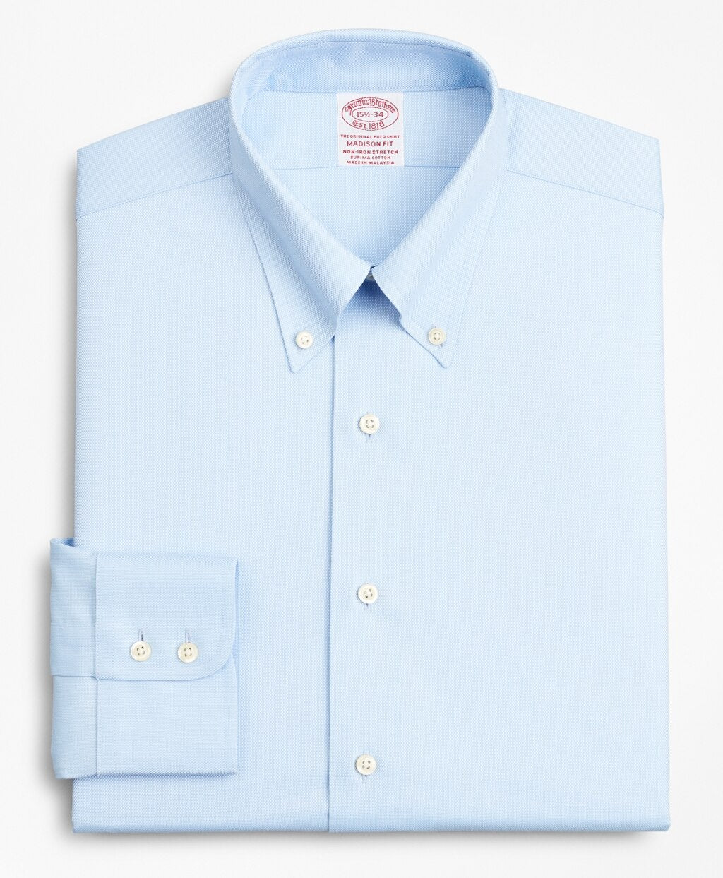 Brooks Brothers Men Stretch Madison Classic-Fit Dress Shirt, Non-Iron Royal Oxford Button-Down Collar