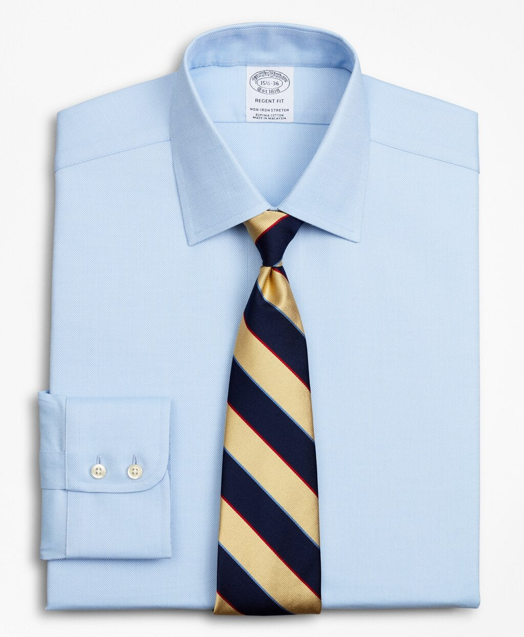 Brooks Brothers Men Stretch Regent Fitted Dress Shirt, Non-Iron Royal Oxford Ainsley Collar