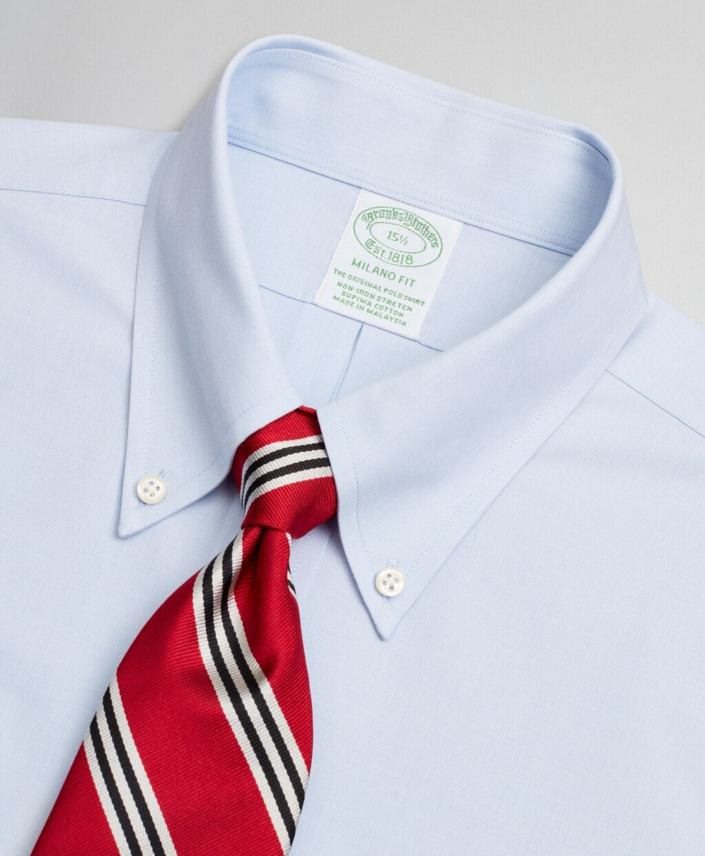 Brooks Brothers Men Stretch Milano Slim-Fit Dress Shirt, Non-Iron Poplin  End-on-End Short-Sleeve