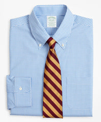 Brooks Brothers Men Stretch Milano Slim-Fit Dress Shirt, Non-Iron Poplin Button-Down Collar Gingham