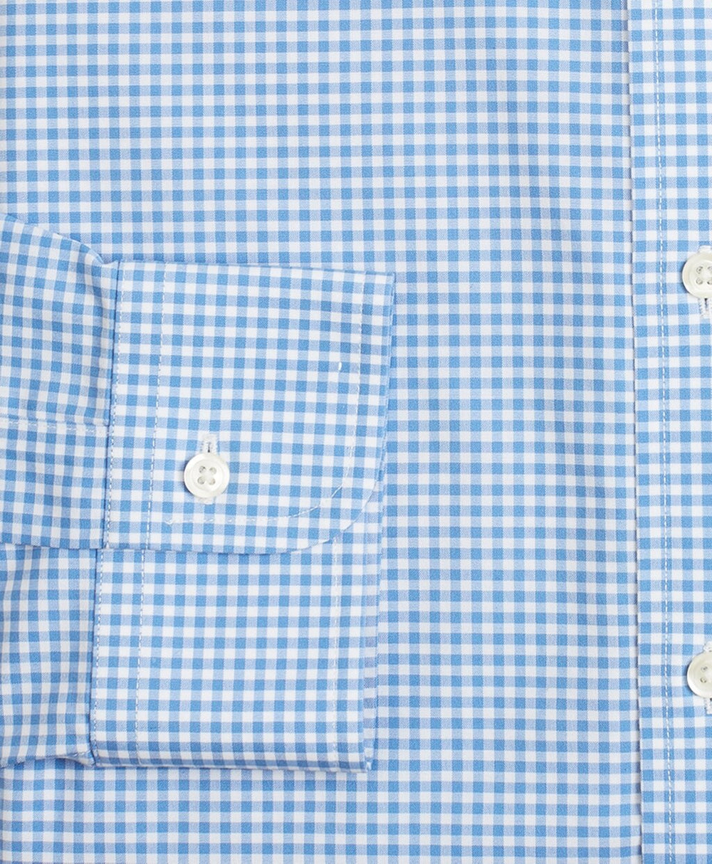 Brooks Brothers Men Stretch Milano Slim-Fit Dress Shirt, Non-Iron Poplin English Collar Gingham