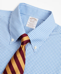Brooks Brothers Men Stretch Soho Extra-Slim-Fit Dress Shirt, Non-Iron Poplin Button-Down Collar Gingham