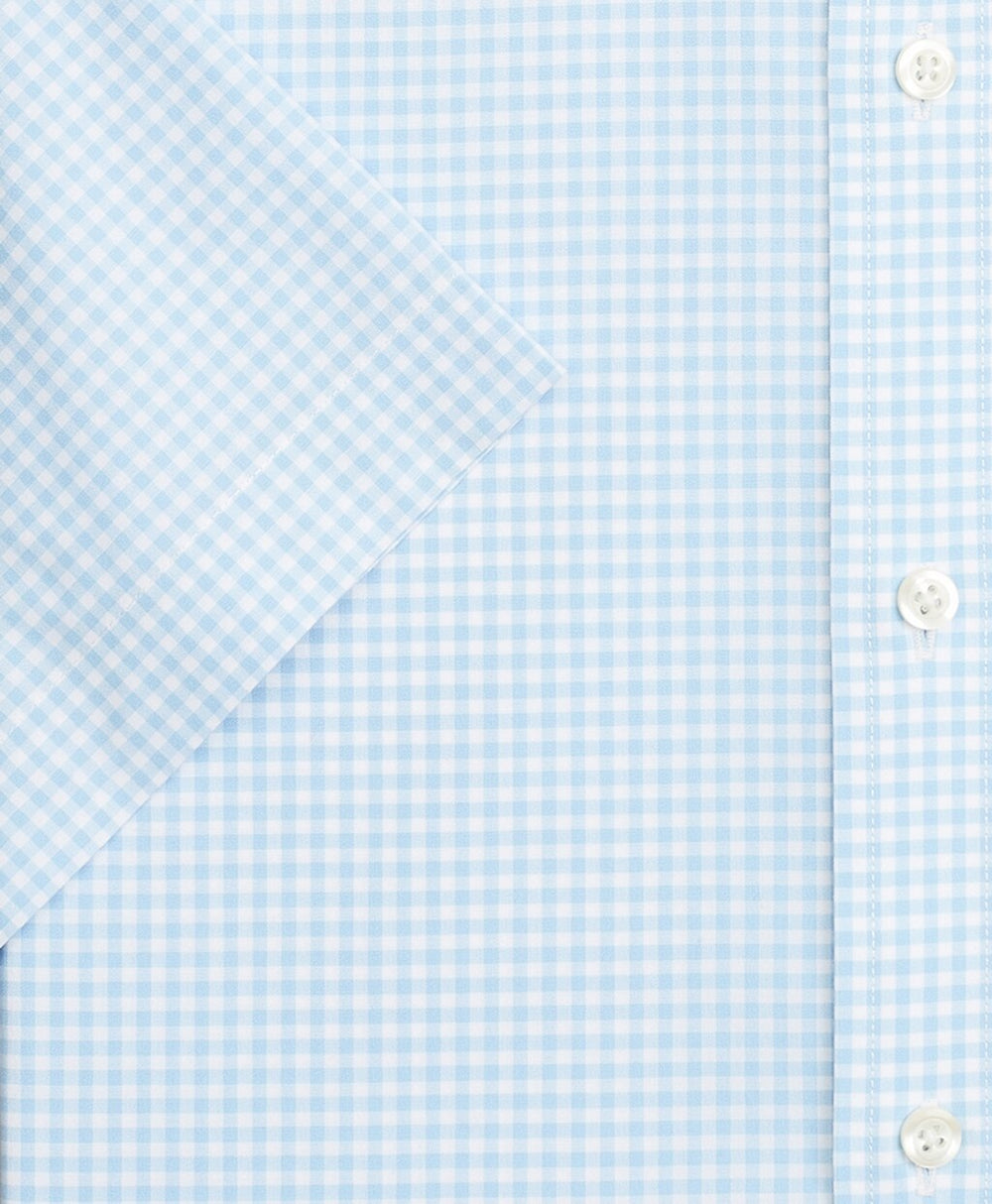 Brooks Brothers Men Stretch Madison Classic-Fit Dress Shirt, Non-Iron Poplin Short-Sleeve Gingham