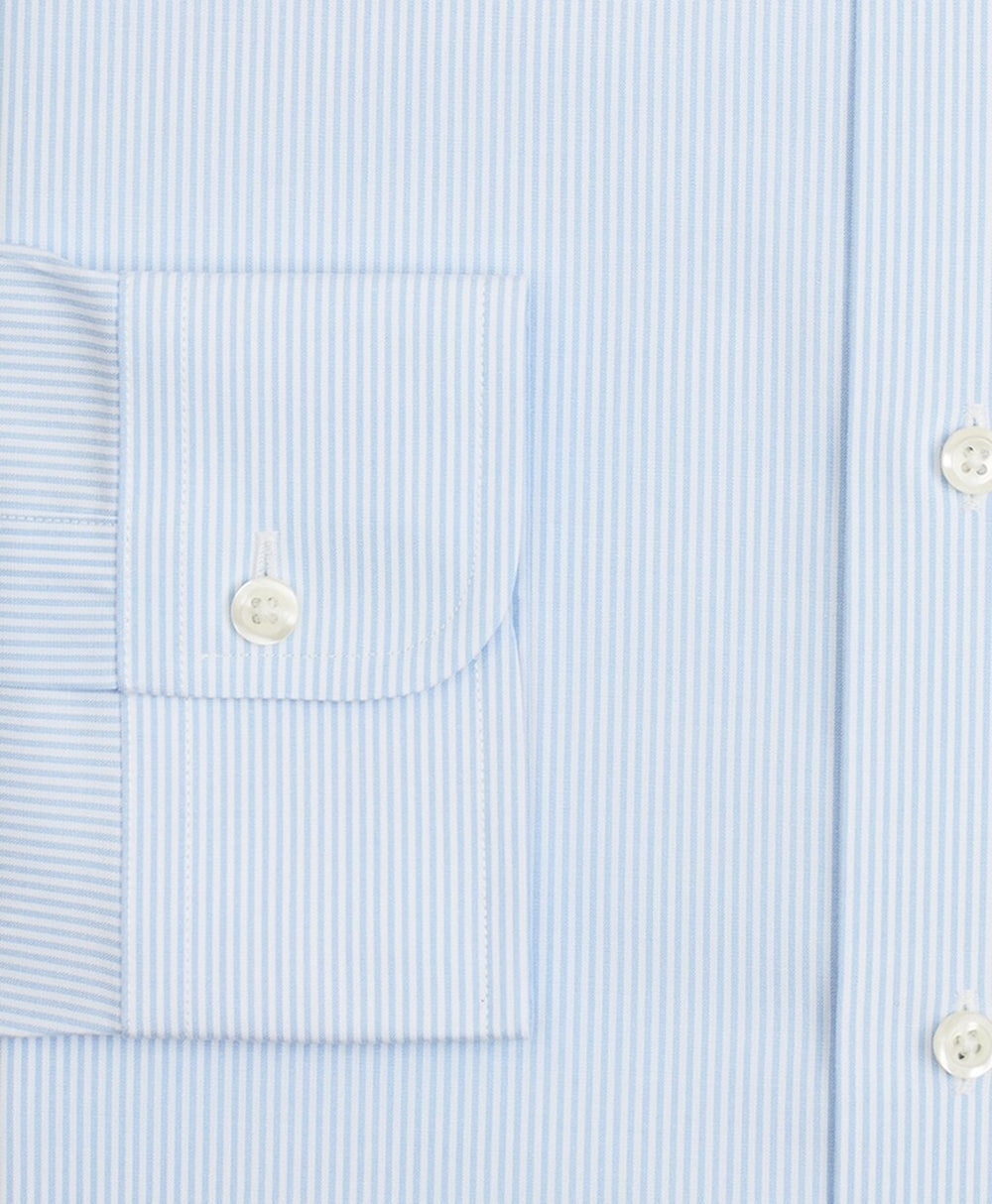 Brooks Brothers Men Stretch Madison Classic-Fit Dress Shirt, Non-Iron Poplin Ainsley Collar Fine Stripe