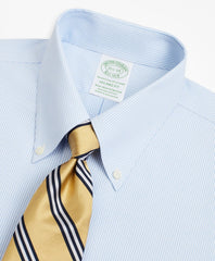 Brooks Brothers Men Stretch Milano Slim-Fit Dress Shirt, Non-Iron Poplin Button-Down Collar Fine Stripe