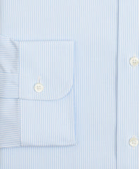 Brooks Brothers Men Stretch Milano Slim-Fit Dress Shirt, Non-Iron Poplin English Collar Fine Stripe
