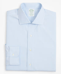 Brooks Brothers Men Stretch Milano Slim-Fit Dress Shirt, Non-Iron Poplin English Collar Fine Stripe