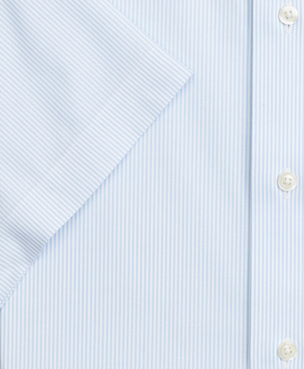 Brooks Brothers Men Stretch Regent Fitted Dress Shirt, Non-Iron Poplin Short-Sleeve Fine Stripe