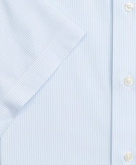 Brooks Brothers Men Stretch Regent Fitted Dress Shirt, Non-Iron Poplin Short-Sleeve Fine Stripe