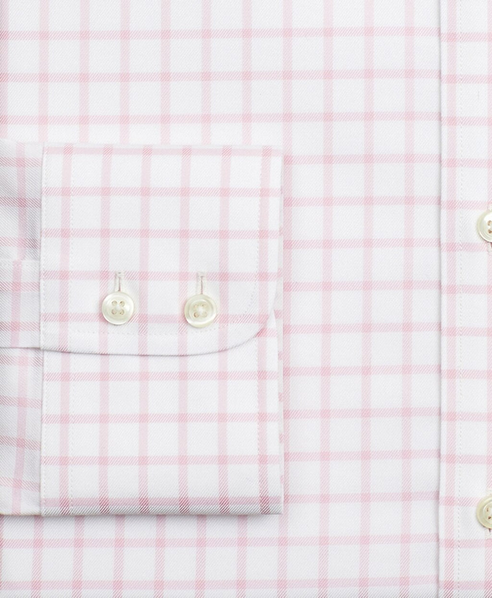 Brooks Brothers Men Stretch Madison Classic-Fit Dress Shirt, Non-Iron Twill Button-Down Collar Grid Check