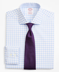 Brooks Brothers Men Stretch Madison Classic-Fit Dress Shirt, Non-Iron Twill English Collar Grid Check
