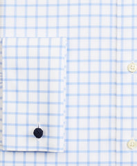 Brooks Brothers Men Stretch Madison Classic-Fit Dress Shirt, Non-Iron Twill Ainsley Collar French Cuff  Grid Check