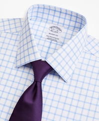 Brooks Brothers Men Stretch Regent Fitted Dress Shirt, Non-Iron Twill Ainsley Collar Grid Check