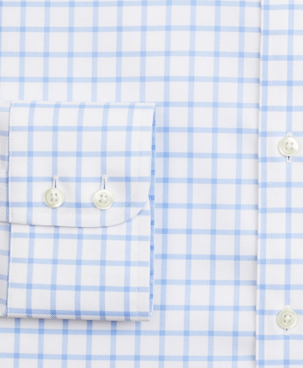 Brooks Brothers Men Stretch Regent Fitted Dress Shirt, Non-Iron Twill Ainsley Collar Grid Check