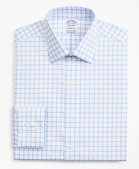 Brooks Brothers Men Stretch Regent Fitted Dress Shirt, Non-Iron Twill Ainsley Collar Grid Check