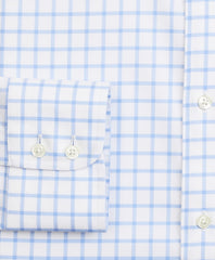 Brooks Brothers Men Stretch Regent Fitted Dress Shirt, Non-Iron Twill English Collar Grid Check