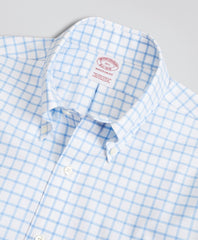 Brooks Brothers Men Stretch Madison Classic-Fit Dress Shirt, Non-Iron Twill Short-Sleeve Grid Check