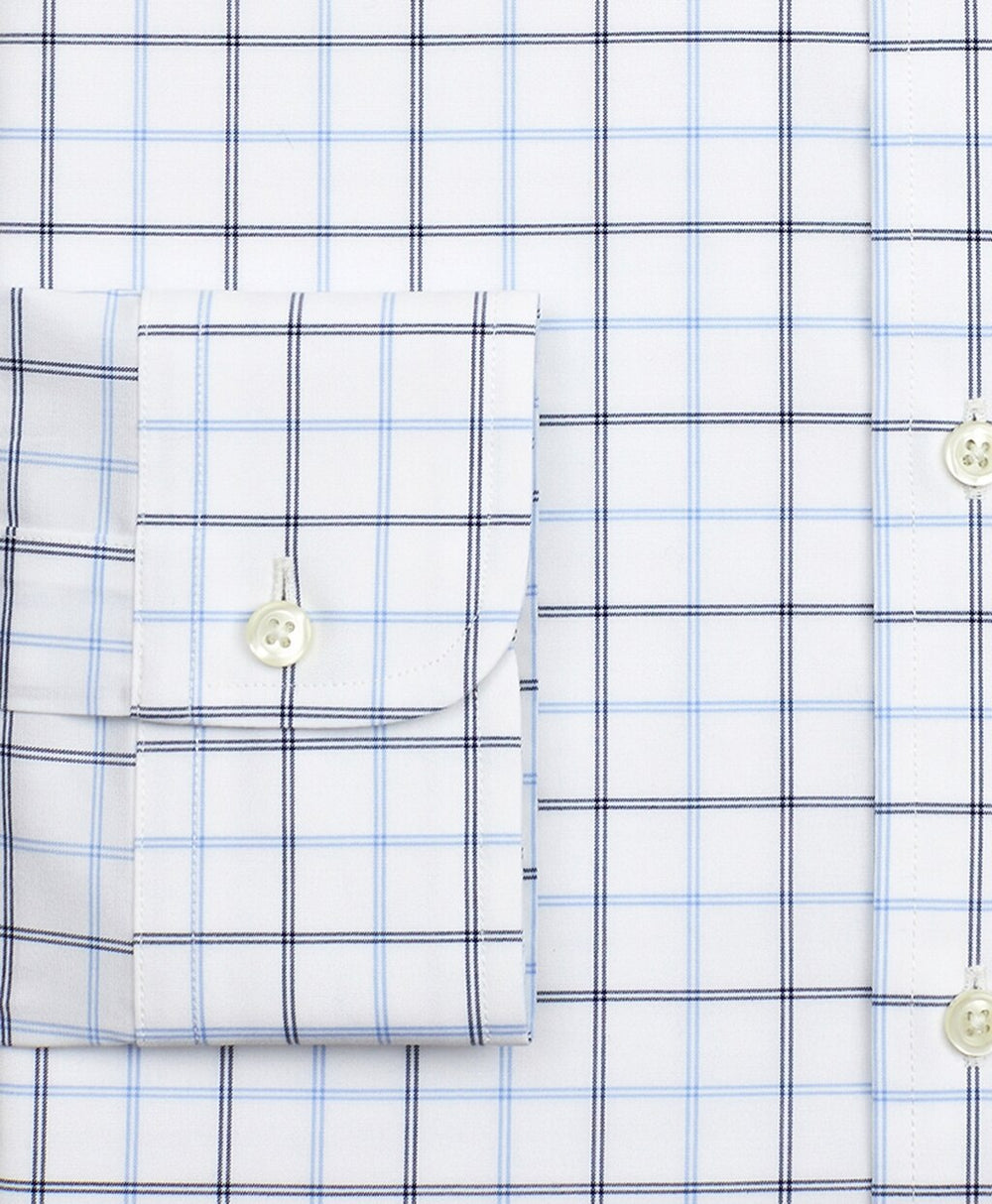 Brooks Brothers Men Stretch Madison Classic-Fit Dress Shirt, Non-Iron Poplin Button-Down Collar Double-Grid Check