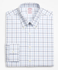 Brooks Brothers Men Stretch Madison Classic-Fit Dress Shirt, Non-Iron Poplin Button-Down Collar Double-Grid Check