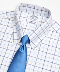 Brooks Brothers Men Stretch Regent Fitted Dress Shirt, Non-Iron Poplin Button-Down Collar Double-Grid Check