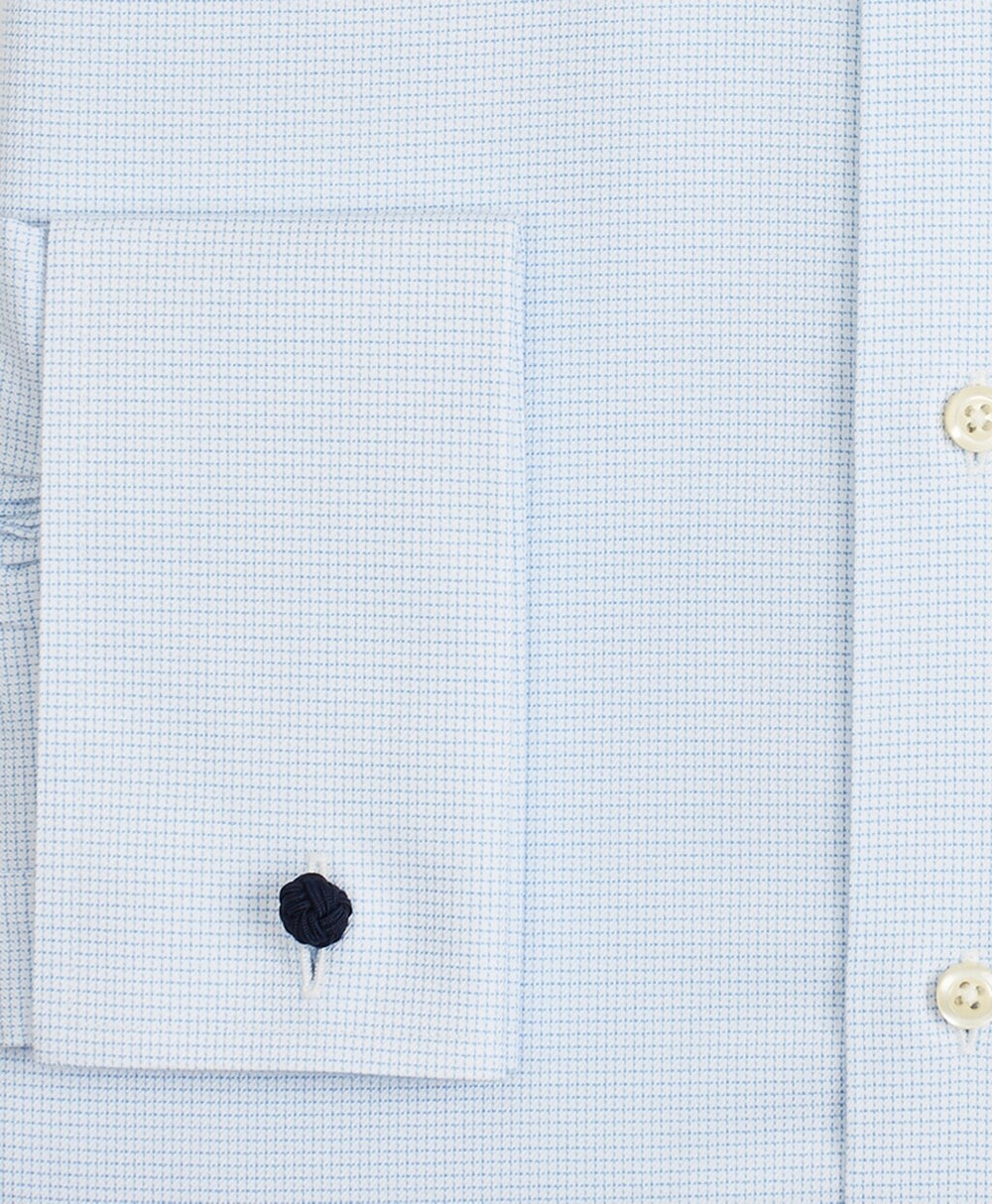Brooks Brothers Men Stretch Madison Classic-Fit Dress Shirt, Non-Iron Twill English Collar French Cuff Micro-Check