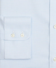 Brooks Brothers Men Stretch Milano Slim-Fit Dress Shirt, Non-Iron Twill English Collar Micro-Check