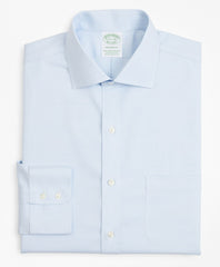 Brooks Brothers Men Stretch Milano Slim-Fit Dress Shirt, Non-Iron Twill English Collar Micro-Check