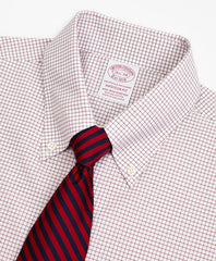 Brooks Brothers Men Stretch Madison Classic-Fit Dress Shirt, Non-Iron Poplin Button-Down Collar Small Grid Check