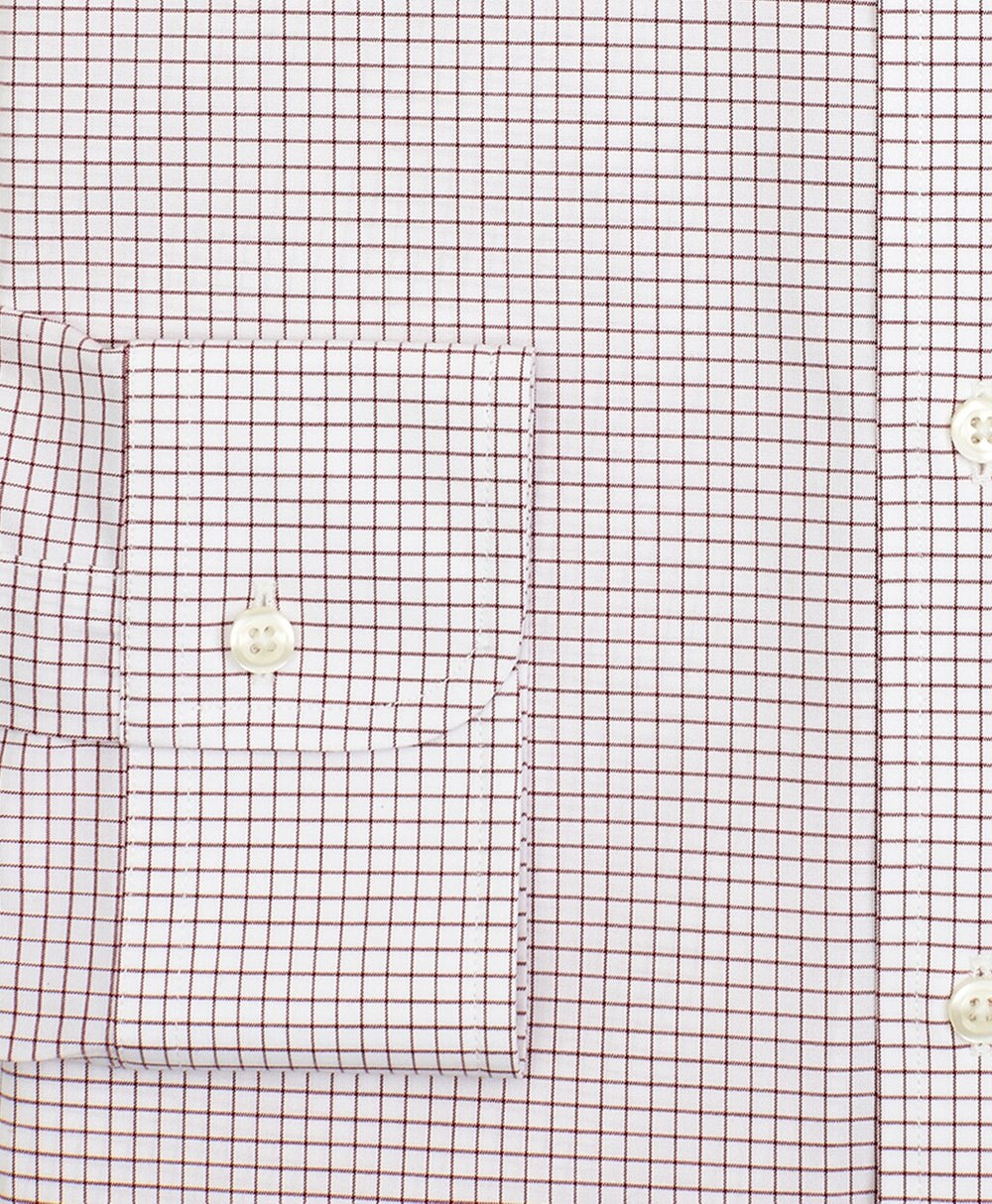 Brooks Brothers Men Stretch Madison Classic-Fit Dress Shirt, Non-Iron Poplin Button-Down Collar Small Grid Check