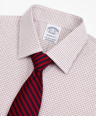 Brooks Brothers Men Stretch Regent Fitted Dress Shirt, Non-Iron Poplin Ainsley Collar Small Grid Check