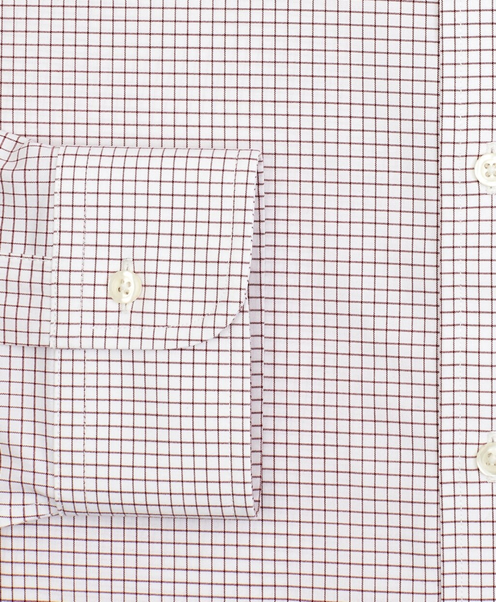 Brooks Brothers Men Stretch Regent Fitted Dress Shirt, Non-Iron Poplin Ainsley Collar Small Grid Check