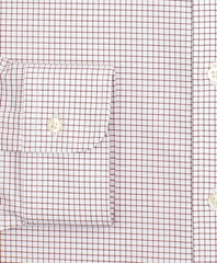 Brooks Brothers Men Stretch Milano Slim-Fit Dress Shirt, Non-Iron Poplin Ainsley Collar Small Grid Check