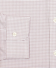 Brooks Brothers Men Stretch Milano Slim-Fit Dress Shirt, Non-Iron Poplin English Collar Small Grid Check