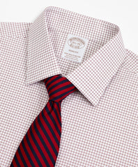 Brooks Brothers Men Stretch Soho Extra-Slim-Fit Dress Shirt, Non-Iron Poplin Ainsley Collar Small Grid Check