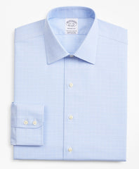 Brooks Brothers Men Stretch Regent Fitted Dress Shirt, Non-Iron Royal Oxford Ainsley Collar Glen Plaid