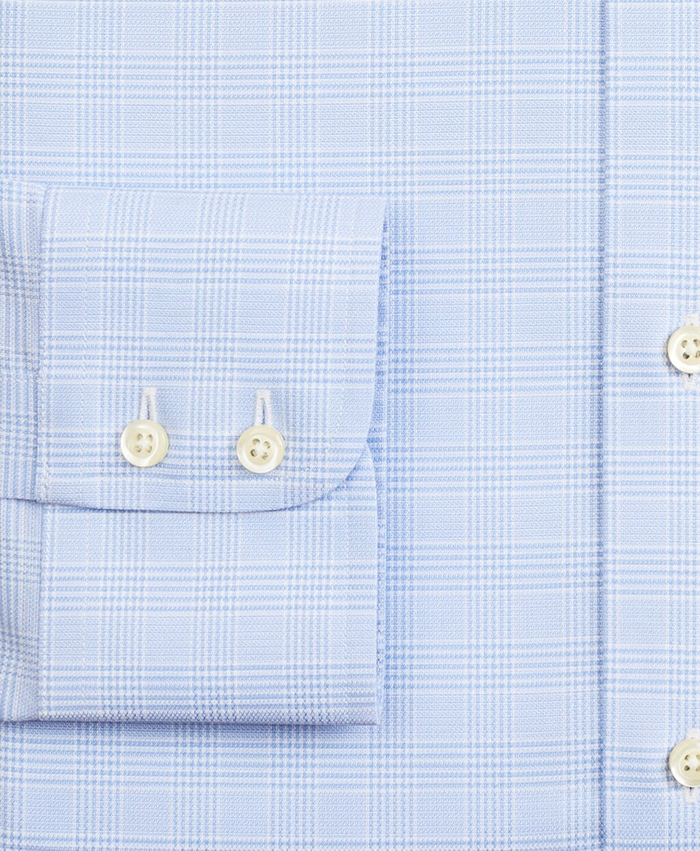 Brooks Brothers Men Stretch Milano Slim-Fit Dress Shirt, Non-Iron Royal Oxford Button-Down Collar Glen Plaid