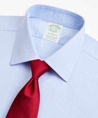 Brooks Brothers Men Stretch Milano Slim-Fit Dress Shirt, Non-Iron Royal Oxford Ainsley Collar Glen Plaid