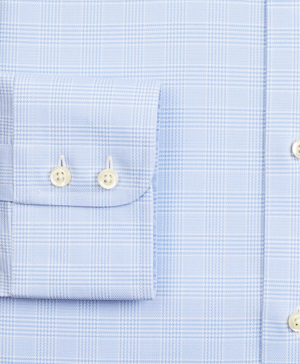 Brooks Brothers Men Stretch Milano Slim-Fit Dress Shirt, Non-Iron Royal Oxford Ainsley Collar Glen Plaid