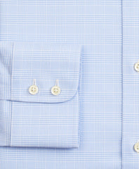 Brooks Brothers Men Stretch Milano Slim-Fit Dress Shirt, Non-Iron Royal Oxford English Collar Glen Plaid