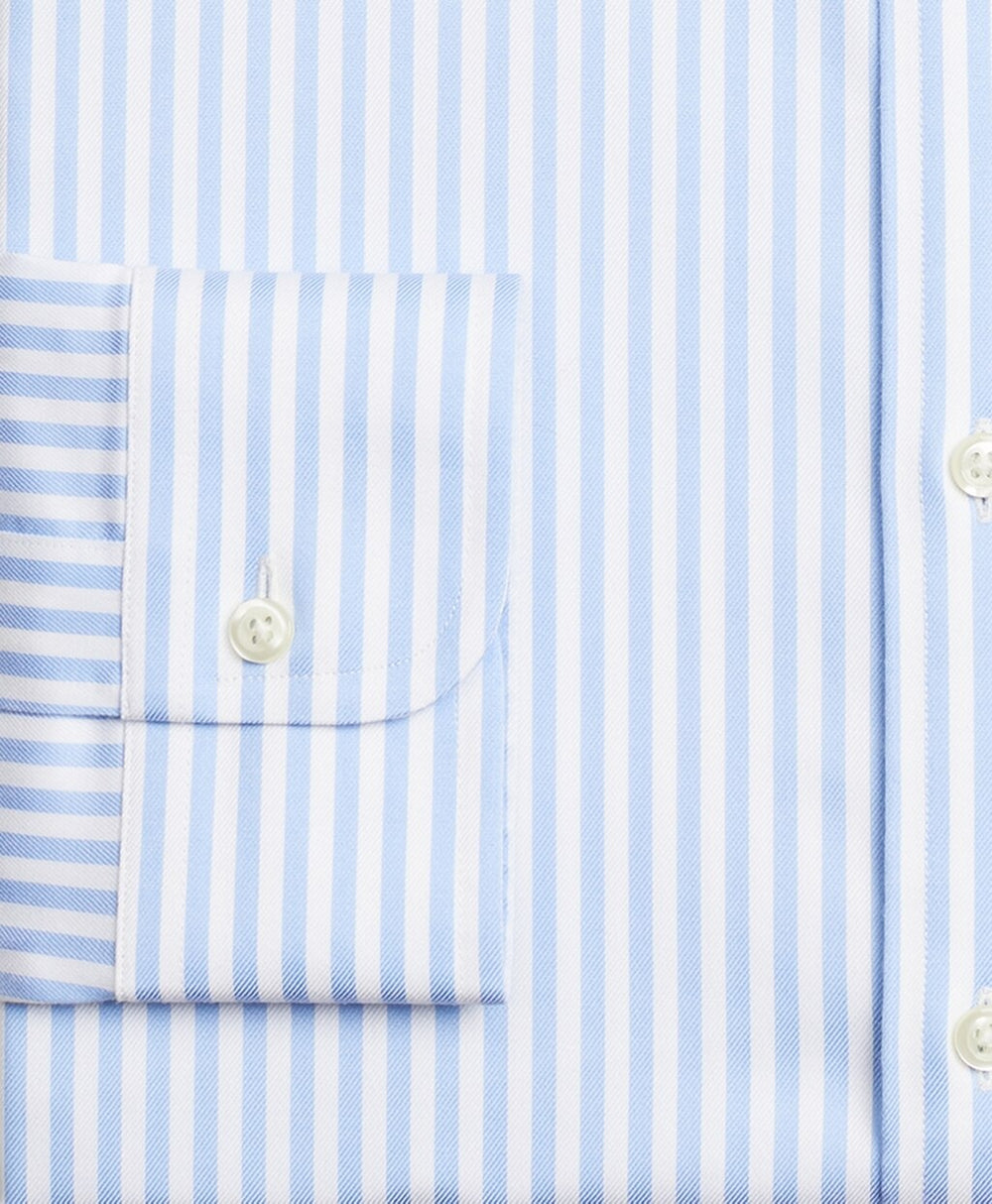 Brooks Brothers Men Stretch Regent Fitted Dress Shirt, Non-Iron Twill English Collar Bold Stripe