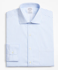 Brooks Brothers Men Stretch Regent Fitted Dress Shirt, Non-Iron Twill English Collar Bold Stripe