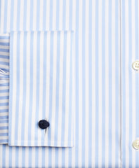 Brooks Brothers Men Stretch Regent Fitted Dress Shirt, Non-Iron Twill Ainsley Collar French Cuff Bold Stripe