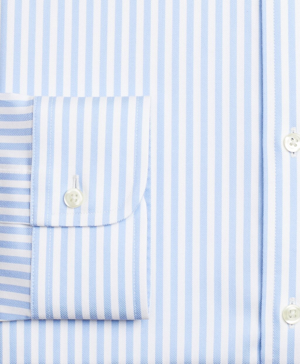 Brooks Brothers Men Stretch Milano Slim-Fit Dress Shirt, Non-Iron Twill Button-Down Collar Bold Stripe