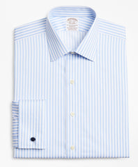 Brooks Brothers Men Stretch Soho Extra-Slim-Fit Dress Shirt, Non-Iron Twill Ainsley Collar French Cuff Bold Stripe