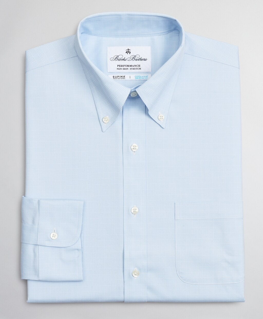 Brooks Brothers Men Regent Fitted Dress Shirt, Performance Non-Iron with COOLMAX®, Button-Down Collar Twill Check