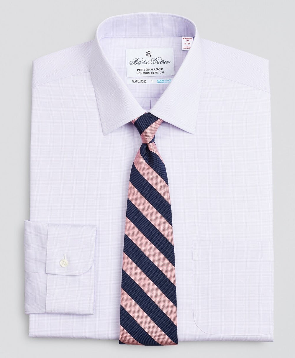 Brooks Brothers Men Madison Classic-Fit Dress Shirt, Performance Non-Iron with COOLMAX®, Ainsley Collar Twill  Check
